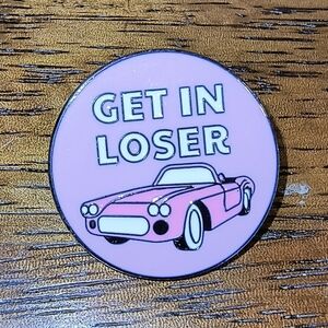 Women’s Jewelry Pink Car Enamel Pin with Quote- ‘Get in Loser’ from Mean Girls